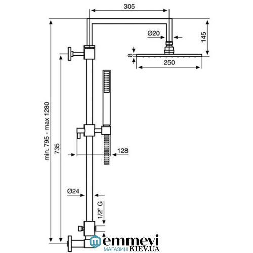 Душовий гарнітур Emmevi Quadra CO2595 I CR CO2595 I CR фото