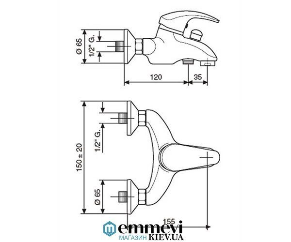 Смеситель для ванны EMMEVI LUXOR BC7001R BC7001R фото