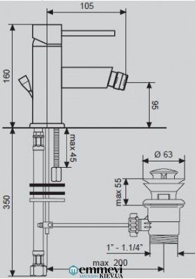 Змішувач для біде Emmevi PIPER нікель NS45004 NS45004 фото