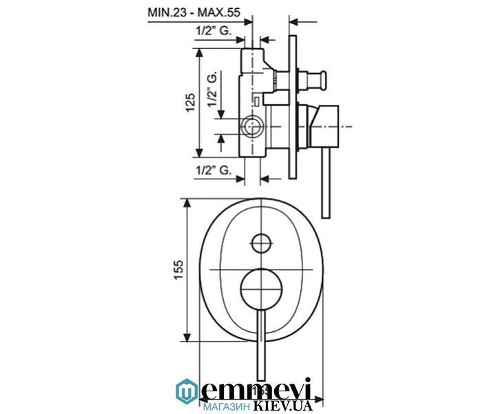 Змішувач для ванни EMMEVI PIPER мат-хром SC45019 SC45019 фото