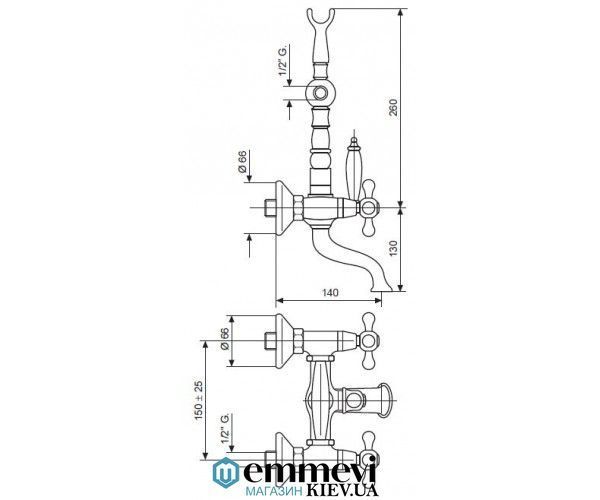 Змішувач для ванни EMMEVI DECO OLD BR12611 BR12611 фото